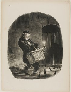 On hankalaa vuokrata asunto lähellä jokea, levy 13 Locataires et Propriétaires -yritykseltä tekijältä Honoré Victorin Daumier