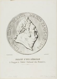 Louis-Philippe, Ranskan viimeinen kuningas 1848. Kansallisen rahapajan valmistaman mitalin luonnos. tekijältä Honoré Victorin Daumier