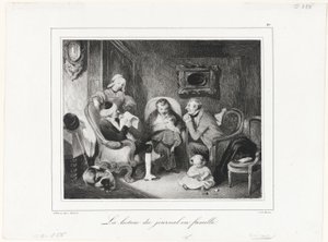 Sanomalehden lukeminen perhepiirissä tekijältä Honoré Victorin Daumier