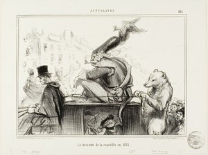 Courtille-joen laskeutuminen vuonna 1855, levy 165 asiakirjasta Actualités. tekijältä Honoré Victorin Daumier