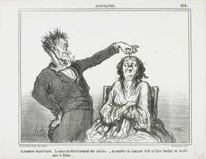 Timanttihypnotisoija. Uusi harrastus iltajuhlissa - tai miten pitää hauskaa ja saada joku siristelemään silmiään joutumatta vaikeuksiin, levy 134 alkaen Actualités tekijältä Honoré Victorin Daumier