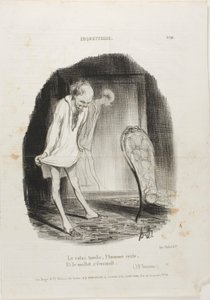 Puku putoaa, mies jää ja jalat tärisevät. (J.B. Rousseau), laatta 10 teoksesta Coquetterie... tekijältä Honoré Victorin Daumier