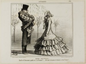 Uusi muoti. Kumpi on mies, kumpi on nainen... arvaa, jos osaat ja valitse, jos uskallat, levy 270 Actualitésista. tekijältä Honoré Victorin Daumier