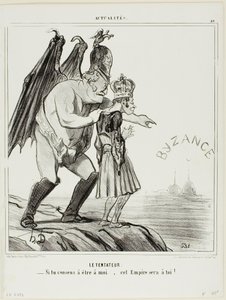 Temptor. "- Jos suostut kuulumaan minulle... tämä valtakunta on sinun," levy 40 Actualitésista. tekijältä Honoré Victorin Daumier