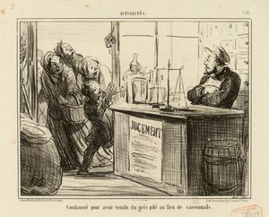 Actualités nro 252: Tuomittu, koska hän oli myynyt murskattua hiekkakiveä fariinisokerin sijasta. tekijältä Honoré Daumier