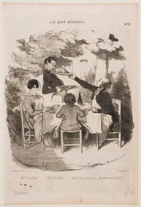 Ah, se on tuoretta, se on tuoretta! ... Haistakaa itse, tarjoilija, ja väitätte, että se on tuoretta? ... tekijältä Honoré Daumier