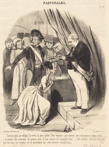 Kuinka kylässä kaikkein rokonarpisin hyve... tekijältä Honoré Daumier