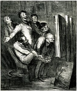Kriitikot maalauksen edessä tekijältä Honore Daumier