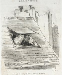 Tuolla puolella näette Saint-Jacquesin tornin ... tekijältä Honoré Daumier