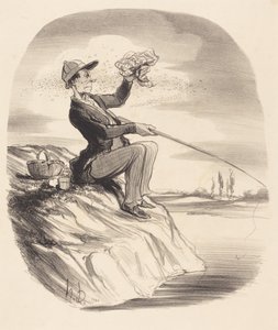 Kalastamaan lähtemisen ikävyys... tekijältä Honoré Daumier