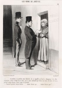 Ja puhuessaan näin vaunujensa ovelle hän julisti... tekijältä Honoré Daumier
