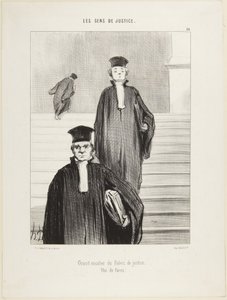 Oikeuspalatsin suuri portaikko edestä nähtynä, numero 36 sarjasta "Oikeuslaitoksen väki" tekijältä Honoré Daumier