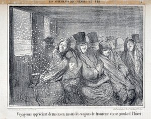 Kuvitus sarjalle "Les Agrements des Chemin de fer" tekijältä Honoré Daumier