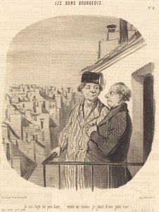 Asun hieman korkealla... mutta... saan nauttia kauniista näköalasta! tekijältä Honoré Daumier