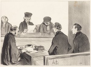 Tuomioistuin päätti neuvottelun... tekijältä Honoré Daumier