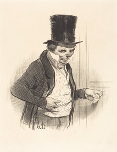 Ovenvartija vierailukierroksellaan... tekijältä Honoré Daumier