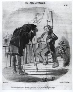 Les Bons Bourgeois - Kätevin paikka saada mukava muotokuva Daumierin karikatyyrinä dagerrotypiassa "" Charivarissa" 24.7.1847. tekijältä Honoré Daumier