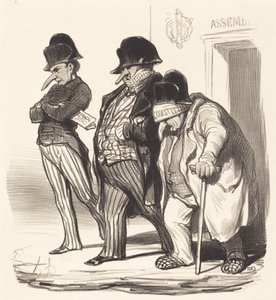 Napoleonilaiset sanomalehdet poistuvat kansalliskokouksesta... tekijältä Honoré Daumier