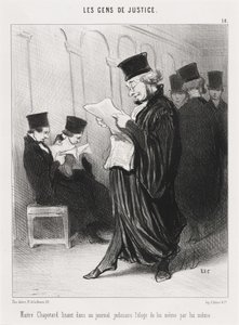 Mestari Chapotard lukee... ylistyspuhetta itsestään... tekijältä Honoré Daumier