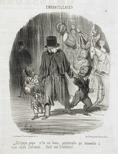 Voi! Isä, isä ... tuolla on kaunis Polichinelle-nukke ... tekijältä Honoré Daumier