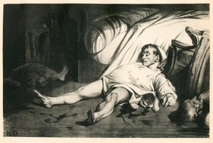 Satakymmentä litografiaa H. Daumierista, Satirique in N & B, noin 1834: Massacre de la rue Transnonain (Pariisi) - Republicain, Kuolleet ruumiit, Sorto - Honore Daumierin (1808-1879) kuvitus tekijältä Honoré Daumier