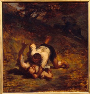 Varkaat ja aasi. Kuva Jean de La Fontainen tarinasta. Honore Daumierin maalaus (1808 - 1879) tekijältä Honoré Daumier