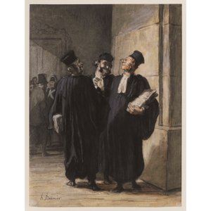 Kolme asianajajaa keskustelemassa tekijältä Honoré Daumier