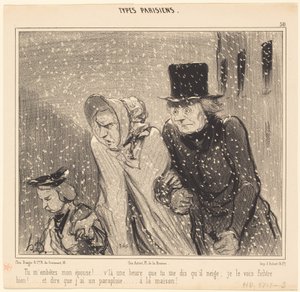Sinä häirit minua, vaimoni!... Tässä on tunti... tekijältä Honoré Daumier