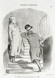Vuokralainen, joka maksaa vuokransa täsmällisesti tekijältä Honoré Daumier