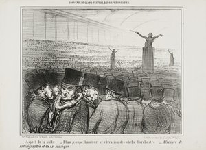 Näkymä suureen saliin, levy 1 Souvenir Du Grand Festival Des Orphéonistesista tekijältä Honoré Daumier