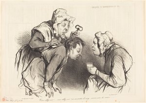 Katsokaa vain!... Se pysäyttää verenvuodon... tekijältä Honoré Daumier