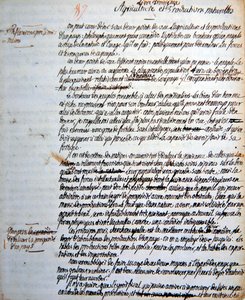 Sivu Mirabeaun tutkielmasta Preussin monarkian maatalous-, talous- ja sotilaallisesta organisaatiosta "De la Monarchie Prussienne" (muste paperille) tekijältä Honore Gabriel de comte de Mirabeau Riqueti
