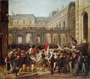 Vuoden 1830 vallankumous: (maalaus kankaalle): Kuningas Louis-Philippe lähtee Pariisin kaupungintalolle ... (maalaus kankaalle)