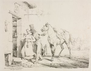 Husaari syleilee palvelijaa tekijältä Emile Jean Horace Vernet