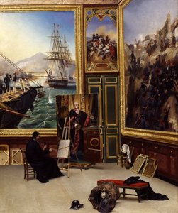 Veli Philippe kopioimassa Marquis de Fontanesin muotokuvaa Versaillesin museossa tekijältä Emile Jean Horace Vernet
