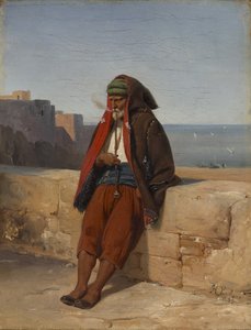 Algerialainen polttaa piippua tekijältä Emile Jean Horace Vernet