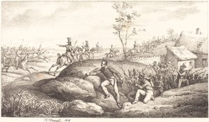 Jalkaväkijoukko kasakkoja vastaan tekijältä Emile Jean Horace Vernet