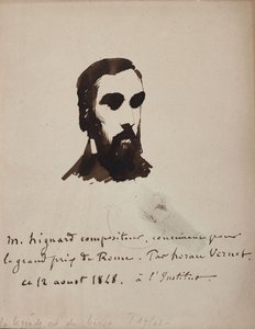 Muotokuva säveltäjä Aristide Hignardista 1822-1898, 1848. tekijältä Emile Jean Horace Vernet