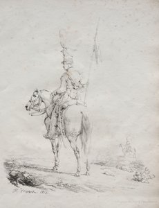 aKokoelma litografisia esseitä: Le Lancier en Vedette tekijältä Emile Jean Horace Vernet
