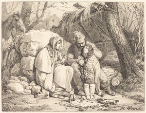 Sotilaan perhe leiriytyi tekijältä Emile Jean Horace Vernet