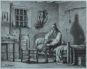 Limierin miespalvelija nousemassa sängystä, n. 1818. tekijältä Emile Jean Horace Vernet