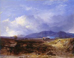 Drove Road Länsiylämaalla, n. 1850 (öljy kankaalle) tekijältä Horatio McCulloch