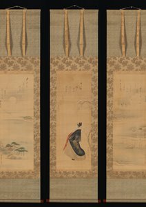 Lumi, kuu ja kirsikankukkia Yoshiwara kolmessa vuodenajassa, 1800-luvun alku.