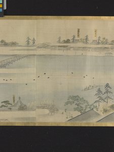 Kolme onnenjumalaa ilomatkalla (muste ja vaaleat värit paperilla) tekijältä Hosoda Eishi