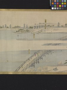 Kolme onnenjumalaa ilomatkalla (muste ja vaaleat värit paperilla) tekijältä Hosoda Eishi