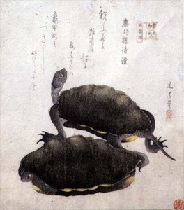 Shinobazu Pond, sarjasta Contest of Famous Products of Edo, n. 1811-1812 (puupainatus) tekijältä Hotei Gosei