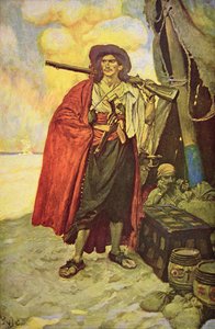 Hispaniolan buccaneer Karibialla (väri litho)