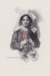Kuvitus Evangelinelle, Tarina Arcadiesta, kirjoittanut Henry Wadsworth Longfellow (litho) tekijältä Howard Chandler (after) Christy
