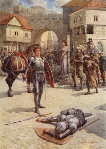 St George to the Rescue, ylpeä Earl of Coventry makasi kuolleena (väri litho) tekijältä Howard Davie