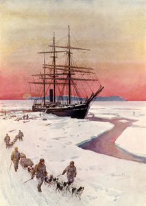 "Terra Novan" purkaminen McMurdo Soundissa (värilitho) tekijältä Howard Davie